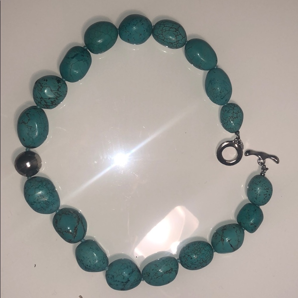 Genuine turquoise and sterling silver necklace